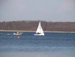 Ein kleines Segelboot auf dem Wolziger See